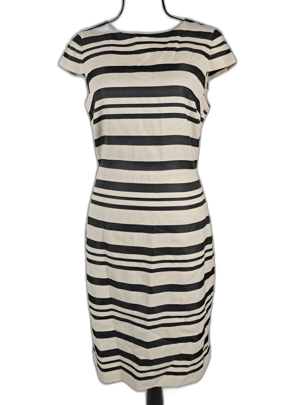 Women’s J.Crew Sheath Dress Black Ivory Striped Size 0